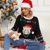 Womens Christmas Sweater Pullover Long Sleeve Crewneck Sequin Ugly Christmas Sweater Better Not Pout Funny Saying Christmas Cat Sweater - 4 of 4
