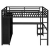 Sapphtopaz Loft Bed with Built-in Wardrobe Metal Bed Frame with Guardrail & ladder,Space-Saving Beds with Desk & Shelf for Teen&Adult - 3 of 4