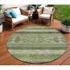 Olive Green And Artichoke Green Southwestern Washable Indoor Outdoor Area Rug - 2 of 4