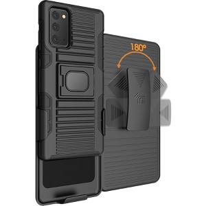 Nakedcellphone Combo for Samsung Galaxy Note 20 - Ring Grip/Stand Case and Belt Clip Holster - Black - 1 of 4