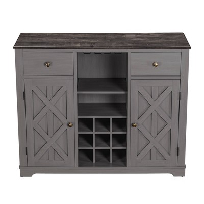 Gray wood bar discount cabinet