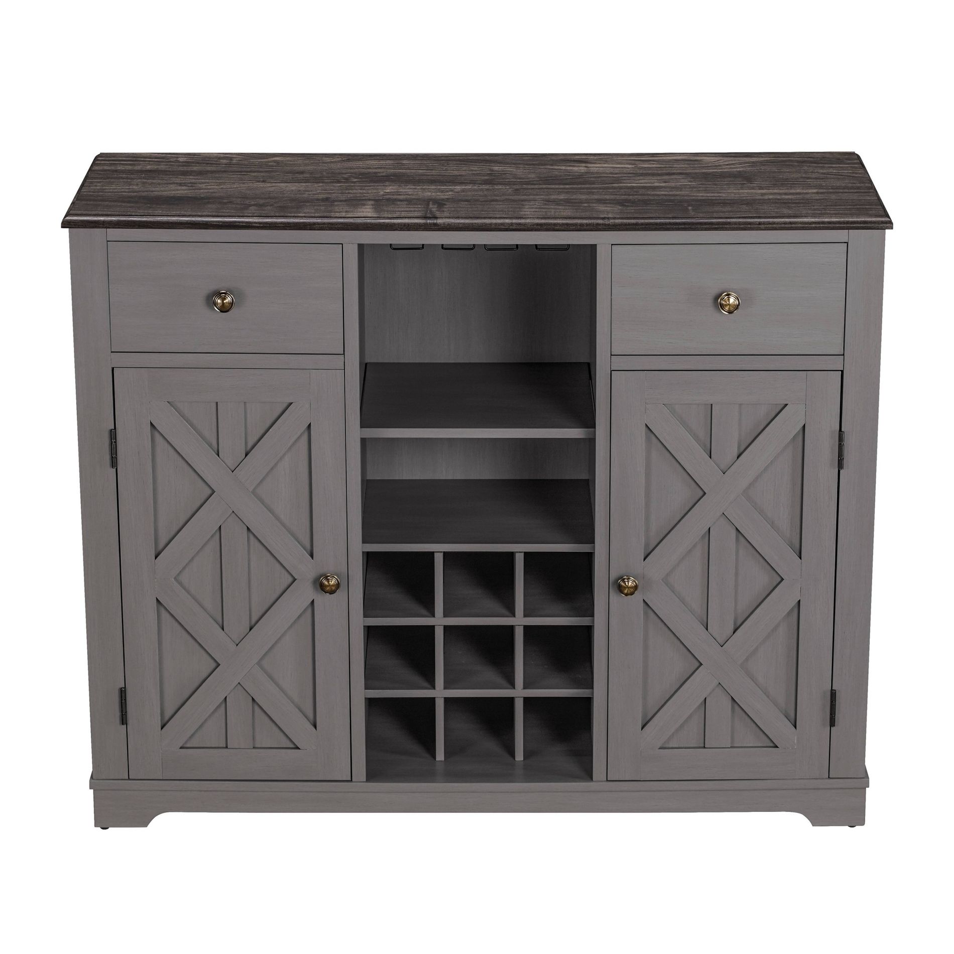 47" Wood Bar Cabinet with Brushed Nickel Knobs - Home Essentials