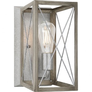 Progress Lighting Briarwood 1-Light Wall Sconce, Galvanized Steel, X-Brace Design, Faux Wood Frame - 1 of 3