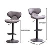 QingMoon Vintage Bar Stools Set of 2, Adjustable Swivel Counter Height Chairs with Chrome Base and Leather Seat for Kitchens Island, Cafes - 4 of 4