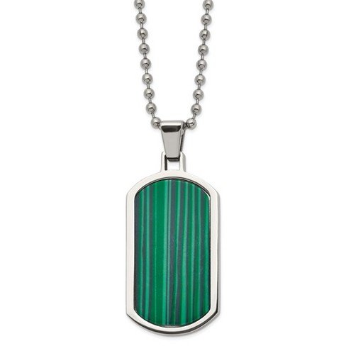 Black Bow Jewelry Men's Stainless Steel & Malachite Inlay Dog Tag Necklace, 22 Inch - image 1 of 3