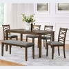 Grungis 6 Piece Rectangular Dining Table Set,Wooden Dining Table for 4 Upholstered Chairs and Bench with X-shaped Back,Dining Set for Kitchen - 2 of 4