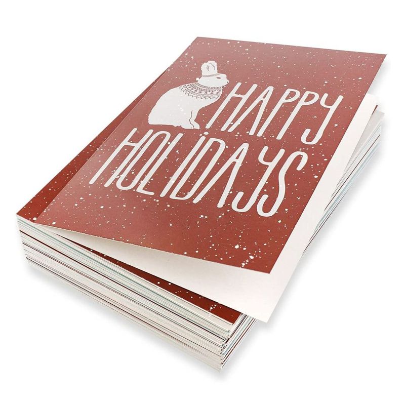 Best Paper Greetings 48 Pack Happy Holiday Christmas Cards with Envelopes, 6 Winter Animal Designs, 4x6 inches, 5 of 8