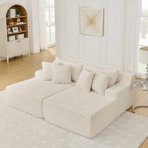 KWPZQEB Oversized Chaise Lounge Chair Indoor, Velvet Upholstered Boneless Sofa Bed with Throw Pillows, Deep Seat Sleeper Sofa for Living Room - 1 of 4