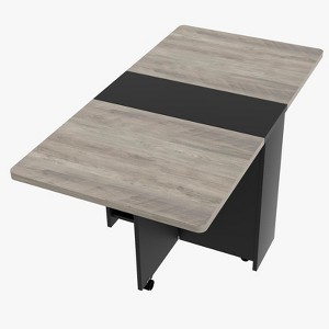 Folding Dining Table with Drop Leaf, 6 Wheels & 2-Layer Storage Shelf – Space Saving Movable Kitchen & Dining Room Table for Small Spaces - 1 of 4