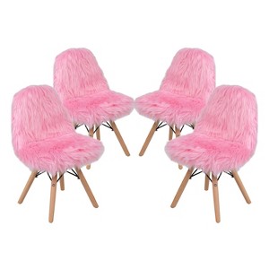 Emma and Oliver 4 Pack Kids Shaggy Dog Accent Chair - Desk Chair - Playroom Chair - 1 of 4
