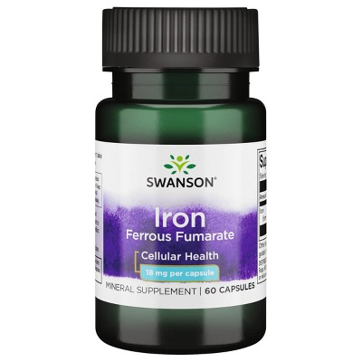 Swanson Iron Ferrous Fumarate 18 mg 60 Capsules.
