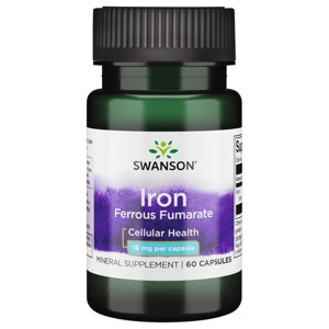 Swanson Iron Ferrous Fumarate 18 mg 60 Capsules. - 1 of 2