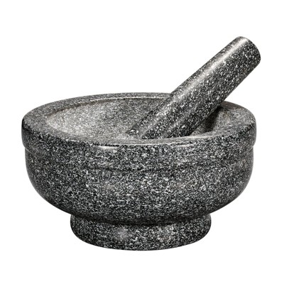 Cilio, Granite Mortar and Pestle, 6.75" round x 2.25" deep, natural green,