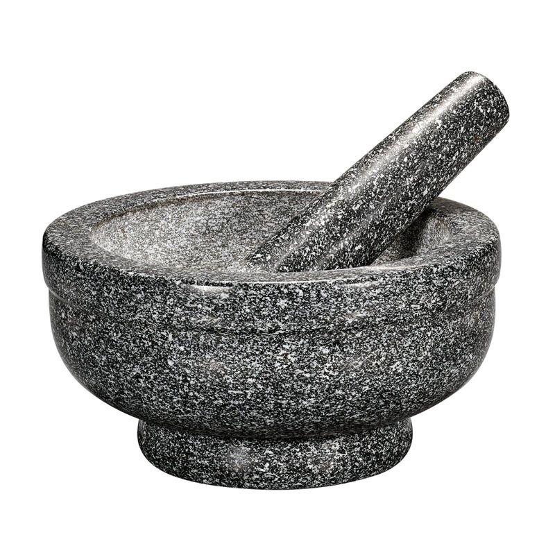 Cilio, Granite Mortar and Pestle, 6.75" round x 2.25" deep, natural green,, 1 of 5
