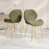 Set of 2 Modern Upholstered Dining Chairs with Gold Metal Legs, Cozy Side Chairs in Teddy Fabric for Kitchen or Dining Room–The Pop Home - 3 of 4