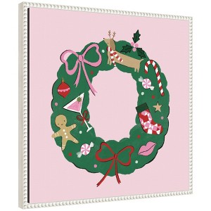 Kate & Laurel All Things Decor Sylvie Beaded Festive Wreath Framed Canvas by Aislinn Simmonds Duchess Plum - 1 of 4