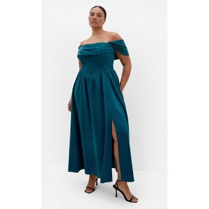plus size off the shoulder maxi dress Lace & Beads bow off-shoulder tulle in navy The Paloma Off Shoulder Maxi Dress features an off Moda Tara Plus Size Floral