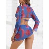 INSPIRE CHIC Women's Drawstring Halter Tie Back Swimsuit Triangle Bottoms Cover Up Tops Bottoms 4 Pieces Bikini Sets - 3 of 4