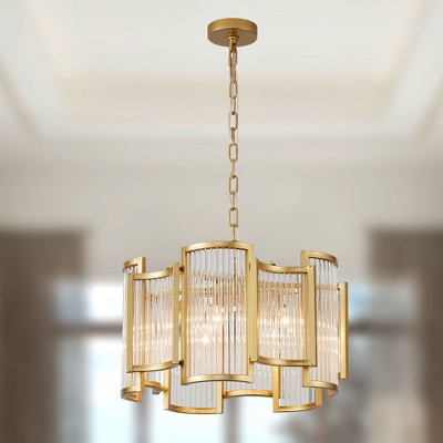 Bella Depot 20.5" Modern Gold Glass Chandelier Kitchen Island Dimmable Pendant Light
