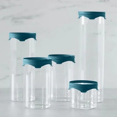 LunaLulinlk Borosilicate Glass Food Storage Set with Airtight Flip-N-Snap Lids – 5 Containers