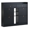Tipping Bucket Shoe Cabinet With 4 Flip Drawers,2-Tier Shoe Storage Organizer With Drawers,Freestanding Shoe Cabinet For Entryway-Cuddlewood - 3 of 4
