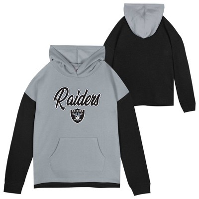 NFL Las Vegas Raiders Boys' Black/Gray Long Sleeve Hooded Sweatshirt - XS