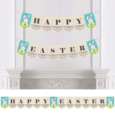 Big Dot of Happiness Hippity Hoppity - Easter Party Bunting Banner - Easter Bunny Party Decorations - Happy Easter