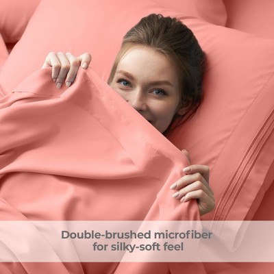 Coral Twin Microfiber Flat Sheet Set