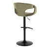 LumiSource Set of 2 Curva Adjustable Barstools Black Metal/Green Fabric - 4 of 4