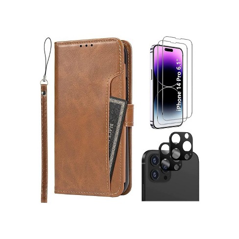 SaharaCase iPhone 14 Pro 6.1 Bundle Folio Wallet Case with Tempered Glass  Screen and Camera