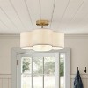 Dewdrop 4-Light Semi-Flush Mount Off-White Fabric Drum Shade Ceiling Light - 2 of 4