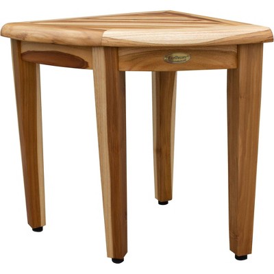 EcoDecors 18" Teak Corner Shower Bench with Adjustable Feet