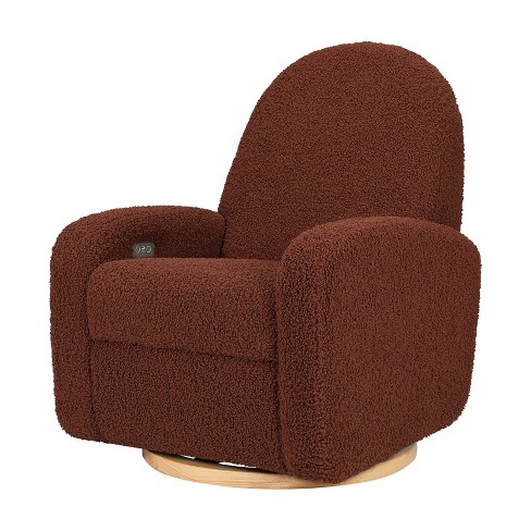 Babyletto Nami Glider Recliner With Electronic Control And Usb In Rouge Teddy Loop With Light Wood Base Swivel Glider Chair Dark Red Target