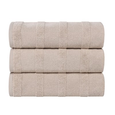 Ribbed Cotton Highly Absorbent Medium Weight Bath Towels, Set of 3 by Blue Nile Mills