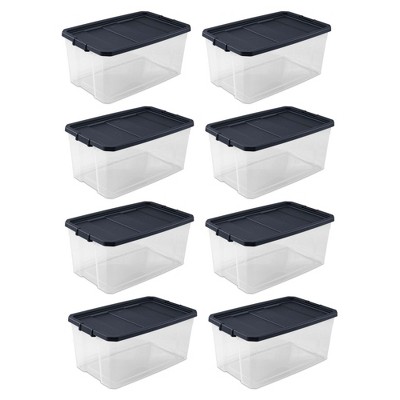 Sterilite 16 Qt Clear Plastic Stacking Storage Containers w/ Gray Lid
