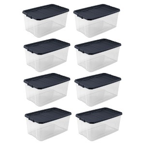 Sterilite 16 Qt Clear Plastic Stacking Storage Containers w/ Gray Lid - 1 of 4