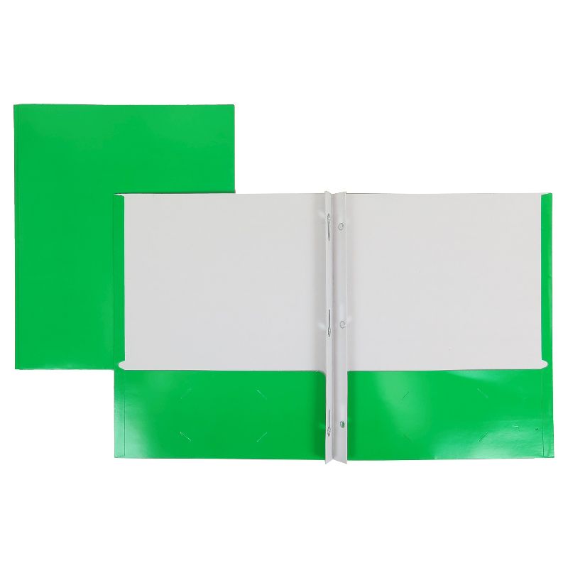 2 Pocket Paper Folder with Prongs Green - Pallex, 3 of 4