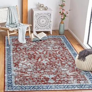 Medallion Floral Rug,Vintage Distressed Low-Pile Non-Slip Indoor Carpet, Machine Washable Area Rug for Home, Office & Bedroom Decor - 1 of 4