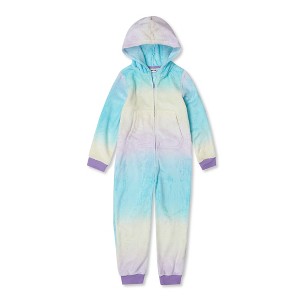 Lands' End Kids Hooded Plush Onesie - 1 of 3