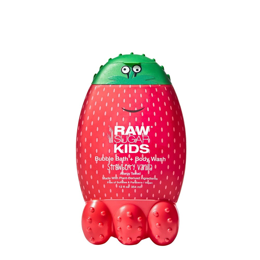Photos - Shower Gel Raw Sugar Kids Bubble Bath + Body Wash Strawberry Vanilla - 12 fl oz