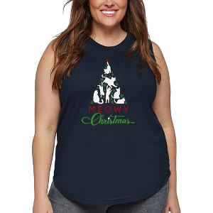 LA Pop Art Meowy Christmas Tree - Women's Word Art Tank Top - 1 of 4