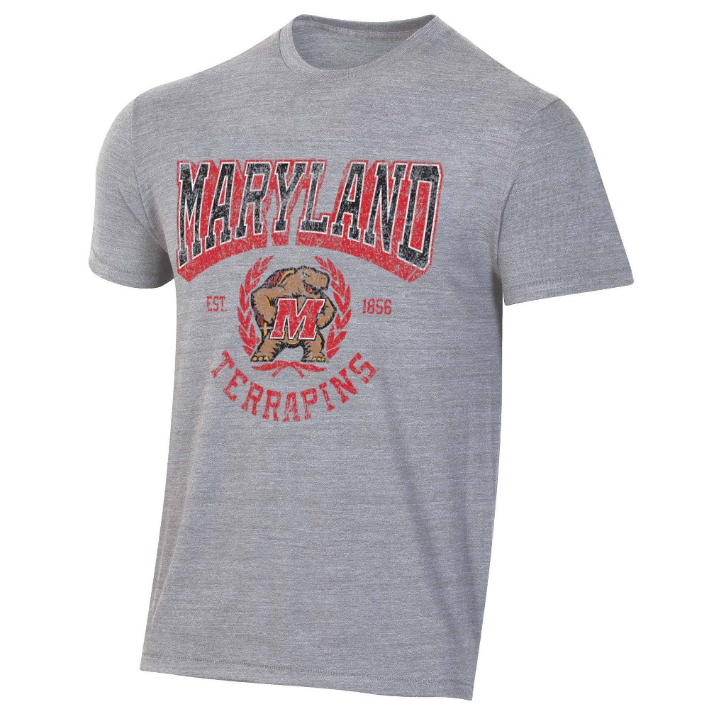 NCAA Maryland Terrapins Men's Gray Triblend T-Shirt - L