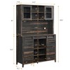 Whizmax 70" Farmhouse Coffee Bar Wine Cabinet with Sliding Barn Doors and Storage,Tall Kitchen Hutch with Wine & Glasses Rack for Kitchen, Dining Room - 2 of 4