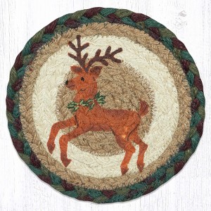 Earth Rugs Rustic Reindeer Round Large Coaster 7" Holiday Dining Table Accent - 1 of 3