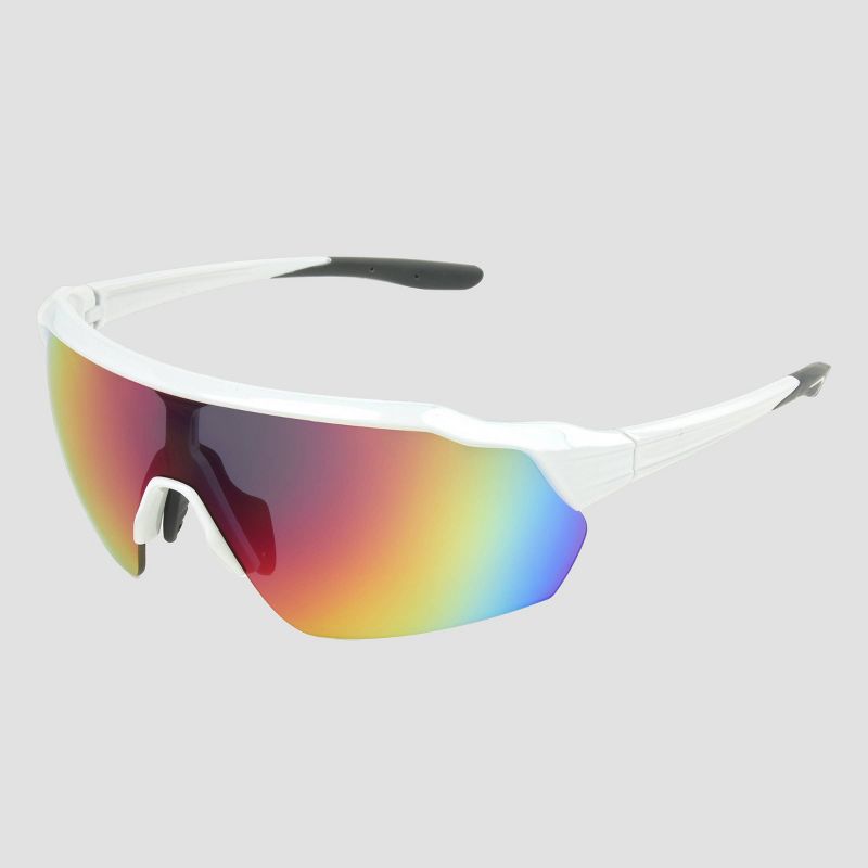 Men&#39;s Shield Sunglasses with Mirrored Lenses - All In Motion&#8482; White, 3 of 5