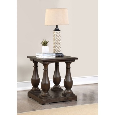 Walden Transitional Square Coffee Brown Wood End Table with Shelf