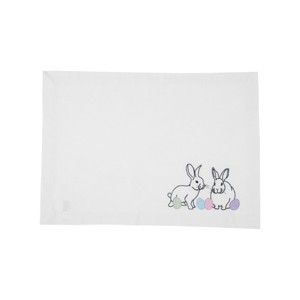 C&F Home Spring Easter Bunny Rabbit Eggs Embroidered Single Cotton Rectangle Placemat - 1 of 1