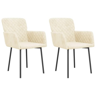 vidaXL Dining Chairs, 2 Pcs, Cream Velvet
