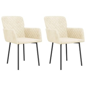 vidaXL Dining Chairs, 2 Pcs, Cream Velvet - 1 of 4