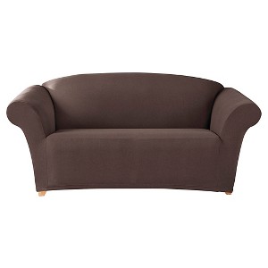 Stretch Twill Loveseat Slipcover Chocolate - Sure Fit, Brown